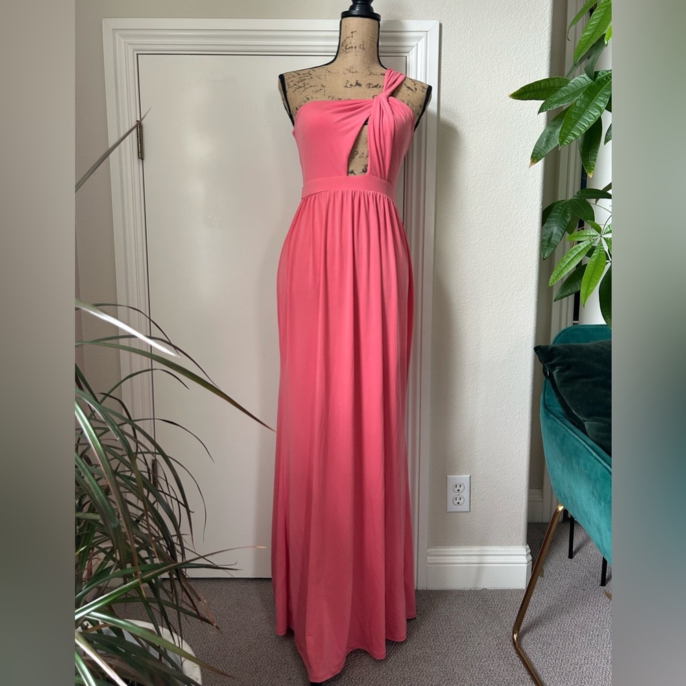 ASOS Coral One-Shoulder Cutout Maxi Dress